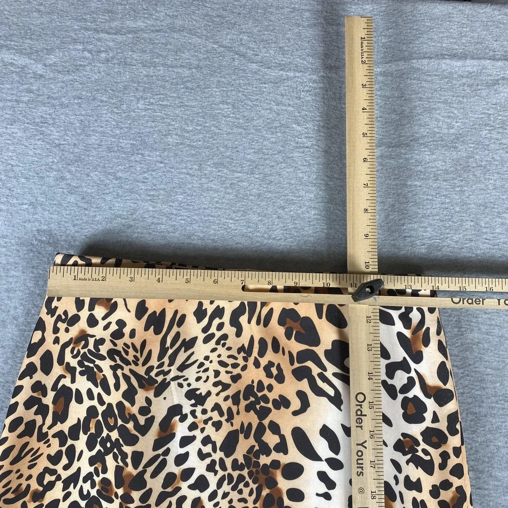 ECI New York Skirt Womens Small Brown Leopard Print‎ Stretch Pencil Knee Length